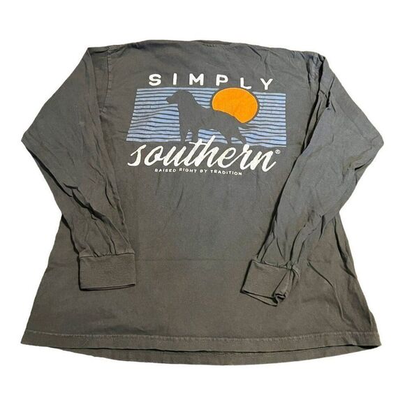 Simply Southern Long Sleeve Shirt Size Medium Gray Labradoor Retriever Sunset - Picture 2 of 9